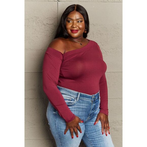 Culture Code Fall For You Full Size Asymetrical Neck Long Sleeve Top - Picture 4 of 9